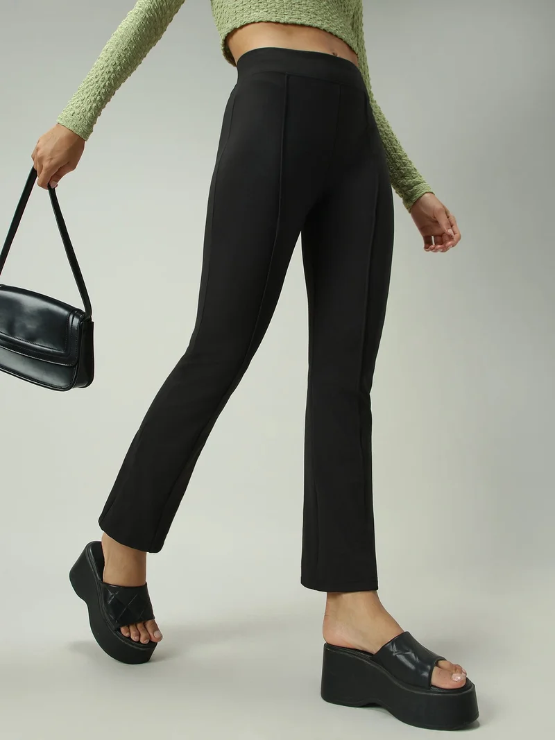 OUTZIDR Black Fitted Flared Leggings